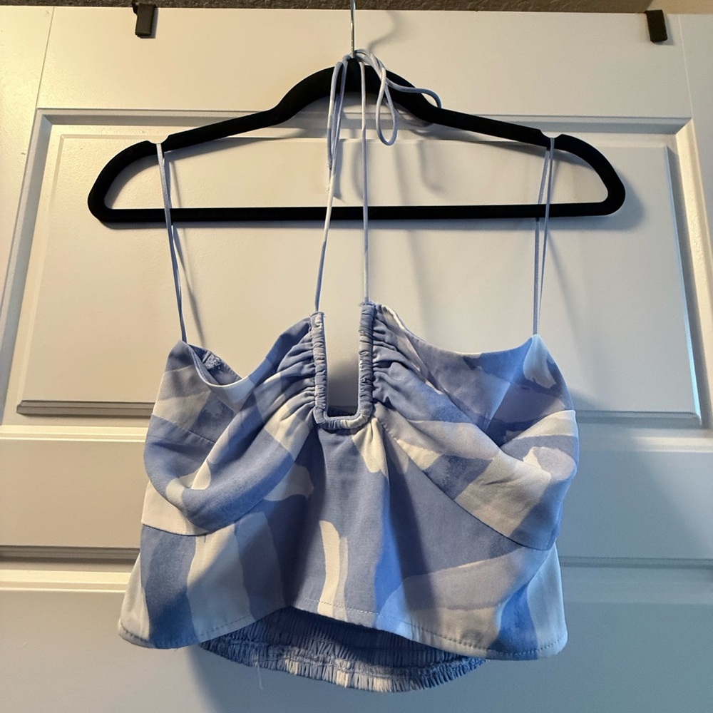 Abercrombie & Fitch Chic Blue and White Women's Crop Top
